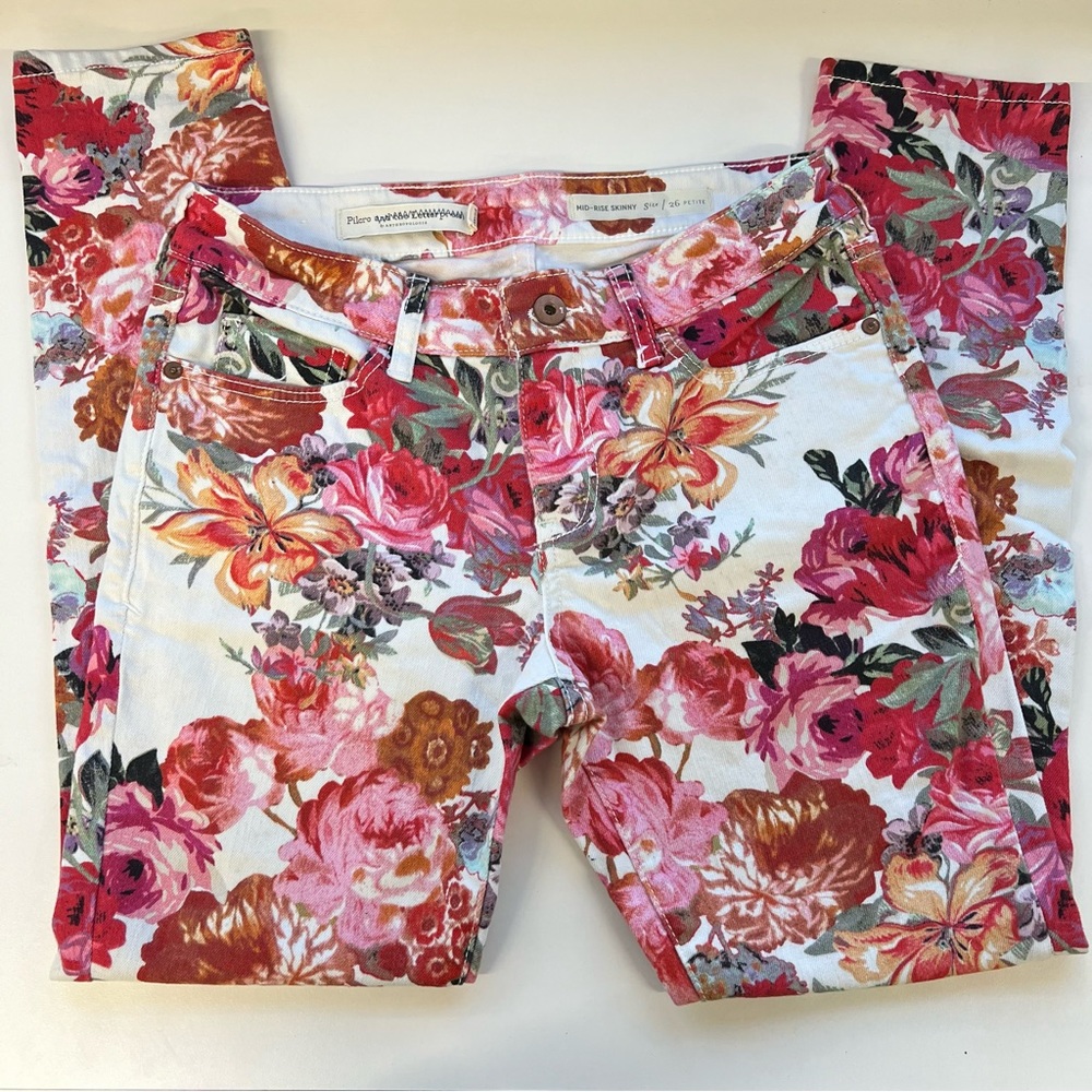 Pilcro Floral Skinny Jeans - Multicolor